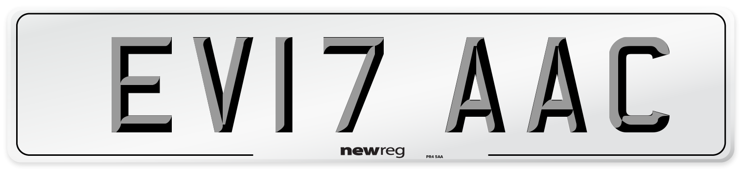 EV17 AAC Number Plate from New Reg